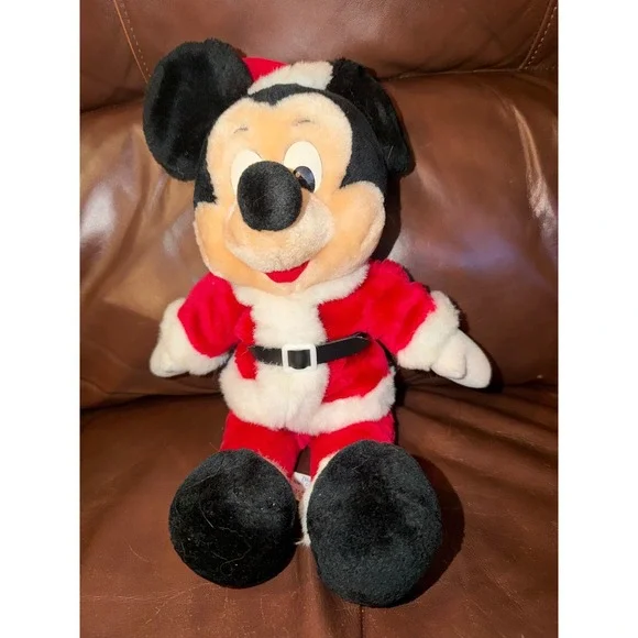Vintage Disney Mickey Mouse Santa Claus Christmas Plush Disneyland Red Suit - Picture 1 of 6